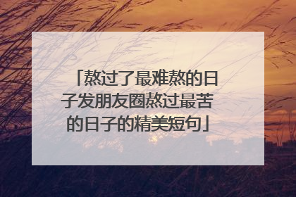 熬过了最难熬的日子发朋友圈熬过最苦的日子的精美短句