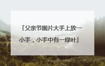 父亲节图片大手上放一小手,小手中有一绿叶