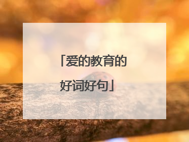 爱的教育的好词好句