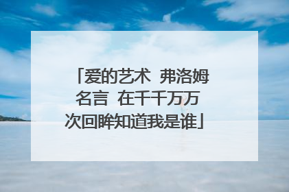 爱的艺术 弗洛姆 名言 在千千万万次回眸知道我是谁