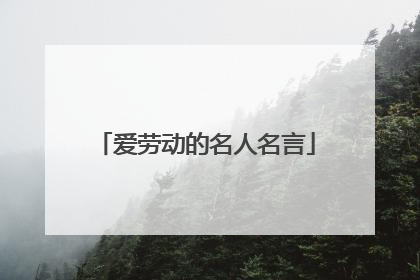爱劳动的名人名言