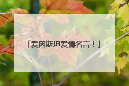 爱因斯坦爱情名言！