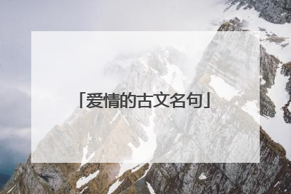爱情的古文名句