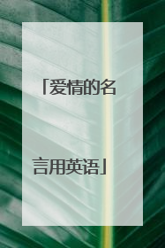爱情的名言用英语