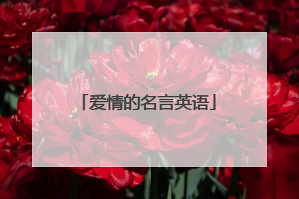 爱情的名言英语