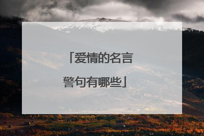 爱情的名言警句有哪些
