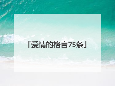 爱情的格言75条