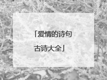 爱情的诗句古诗大全