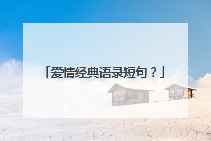 爱情经典语录短句？