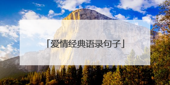 爱情经典语录句子