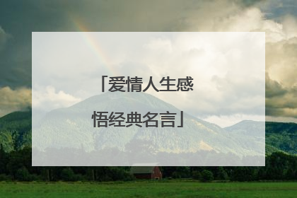 爱情人生感悟经典名言