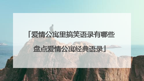 爱情公寓里搞笑语录有哪些 盘点爱情公寓经典语录