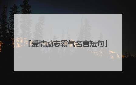 爱情励志霸气名言短句
