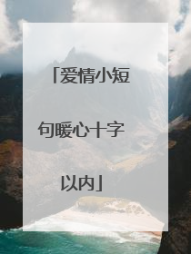 爱情小短句暖心十字以内