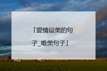 爱情最美的句子_唯美句子