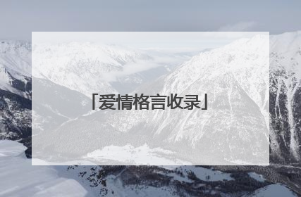 爱情格言收录