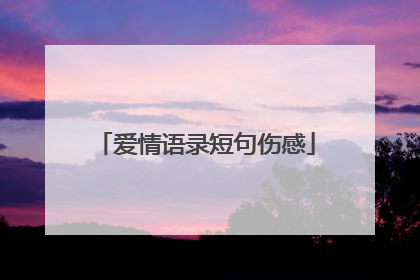 爱情语录短句伤感