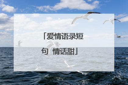 爱情语录短句 情话甜