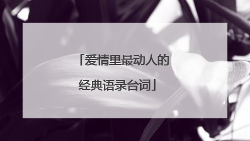 爱情里最动人的经典语录台词