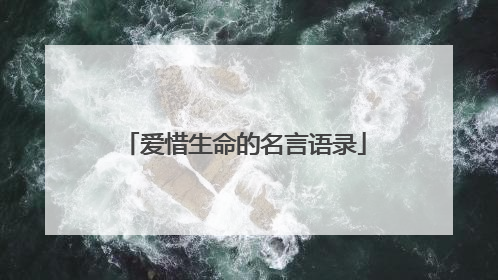 爱惜生命的名言语录