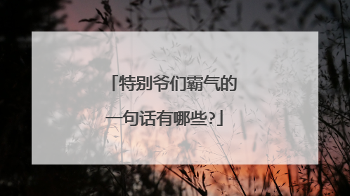 特别爷们霸气的一句话有哪些?
