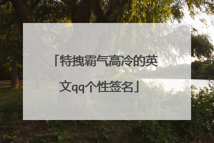 特拽霸气高冷的英文qq个性签名