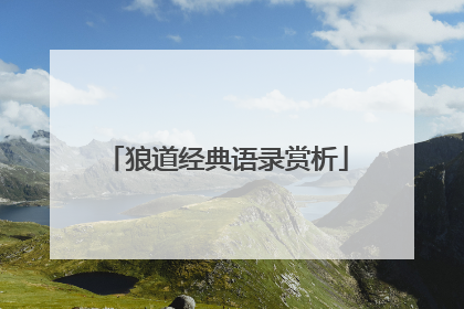 狼道经典语录赏析