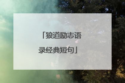 狼道励志语录经典短句