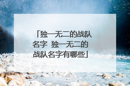独一无二的战队名字 独一无二的战队名字有哪些