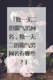 独一无二的霸气男网名,独一无二的霸气男网名有哪些?