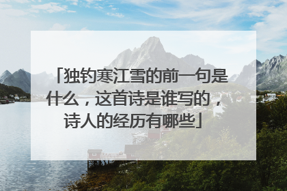 独钓寒江雪的前一句是什么,这首诗是谁写的,诗人的经历有哪些