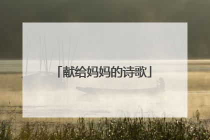献给妈妈的诗歌