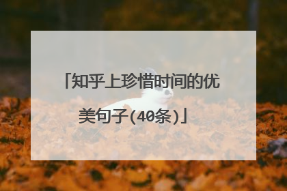 知乎上珍惜时间的优美句子(40条)