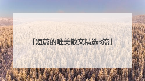 短篇的唯美散文精选3篇
