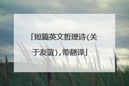 短篇英文哲理诗(关于友谊),带翻译