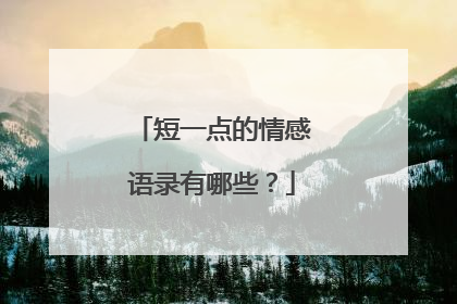 短一点的情感语录有哪些？