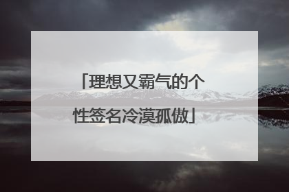 理想又霸气的个性签名冷漠孤傲