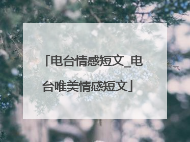 电台情感短文_电台唯美情感短文