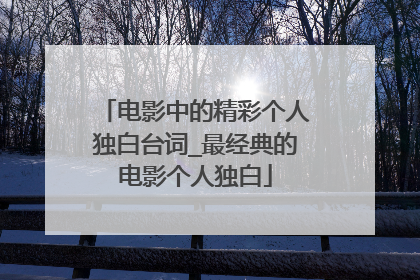 电影中的精彩个人独白台词_最经典的电影个人独白