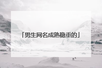 男生网名成熟稳重的