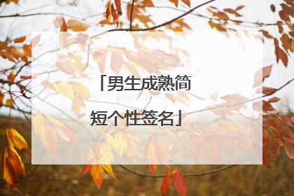 男生成熟简短个性签名