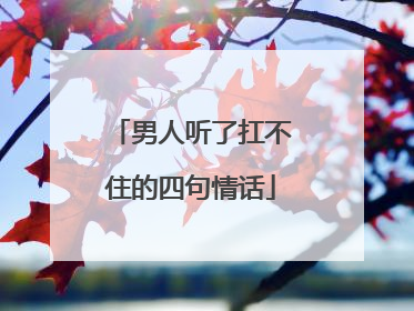 男人听了扛不住的四句情话