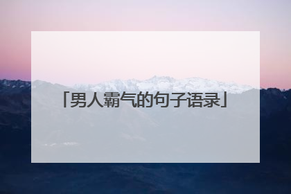 男人霸气的句子语录
