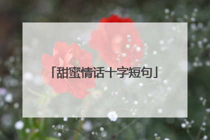 甜蜜情话十字短句