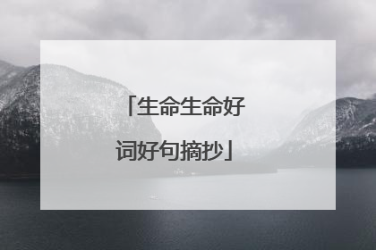 生命生命好词好句摘抄