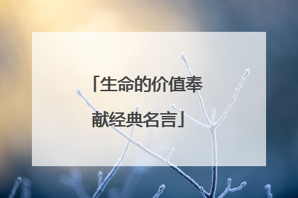 生命的价值奉献经典名言