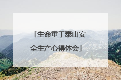 生命重于泰山安全生产心得体会