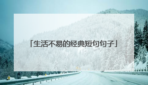 生活不易的经典短句句子