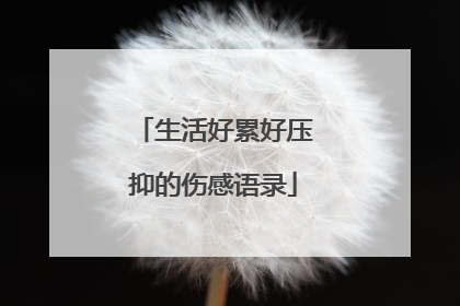 生活好累好压抑的伤感语录
