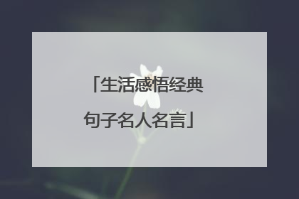 生活感悟经典句子名人名言